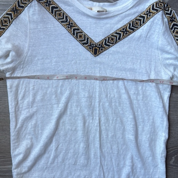 MAJE Toblo Embroidered-trim Linen T-shirt In Ecru medium - Picture 11 of 12
